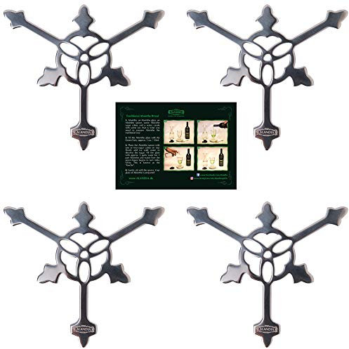 4x Absinth Löffel Gothic von ALANDIA | Aus Edelstahl gefertigt | Original 19. Jh. Design