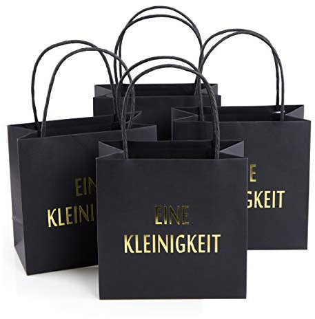 Logbuch-Verlag 4 kleine Papiertaschen Geschenktaschen Geburtstag Ostern schwarz gold Geschenktüten Kleinigkeit Verpackung für kleine Geschenke 16 x 16 x 8 cm