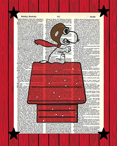 Snoopy Red Baron Poster Charlie Brown Peanuts Wanddekoration Snoopy Flying Ace Wörterbuchdruck, 20 x 25 cm
