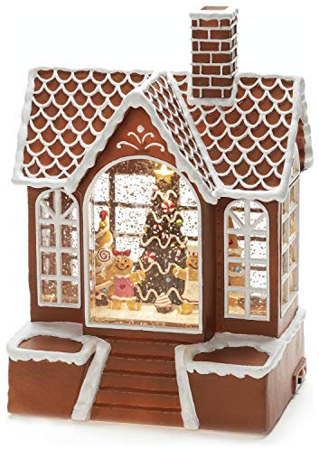 Konstsmide LED Lebkuchenhaus, wassergefüllt, mit an/aus Schalter, 5h Timer, braun, batteriebetrieben, Innen, 1 warm weiße Dioden - 4382-600
