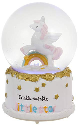 BESPORTBLE Einhorn Regenbogen Musikalische Schneekugel Führte Licht Musik Wasserkugel Leuchtende Glas Kristallkugel Sammler Dekoration für Neujahr Ferienhaus Dekor Geschenk Keine Batterie