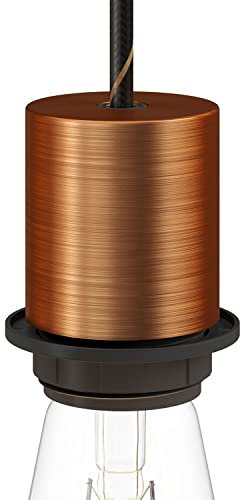 creative cables - Kit E27 Lampenfassung aus Metall mit Halbgewinde und verdeckter Zugentlastung - Kupfer satiniert