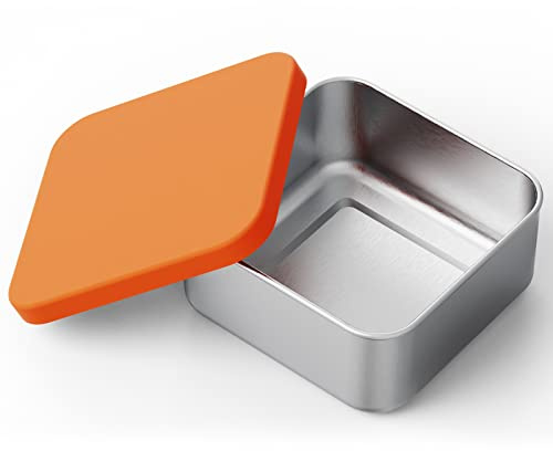 Linkidea 304 Stainless Steel Square Bento Lunch Box, with Silicone Lids Dishwasher Safe, Plastic Free Storage Bento Box Container (25oz)