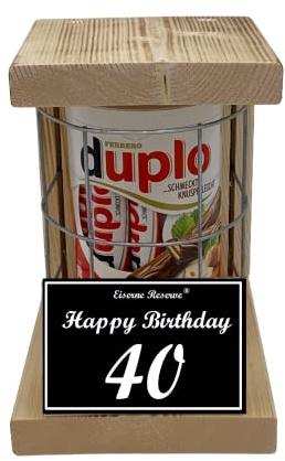duplo Riegel - Notfall Reserve - Metallgitter - (10 x 18,2 g) Happy Birthday 40 - Geschenk zum 40. Geburtstag