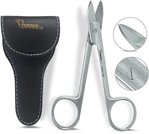 ZAMAHA UK® 1 Pcs Stainless Steel Nail Scissors Cutting & Trimming Toenail Scissor for Men & Women Manicure & Pedicure Shares for Thick Nails & Cuticle with Leather Pouch