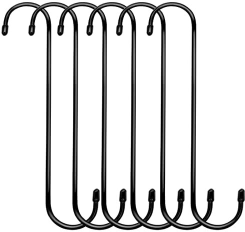 Ganci per piante, 25,4 cm, neri, grandi ganci per piante, cesti sospesi, fiori, pergola, giardino, patio, cucina, interni ed esterni (nero-25,4 cm)