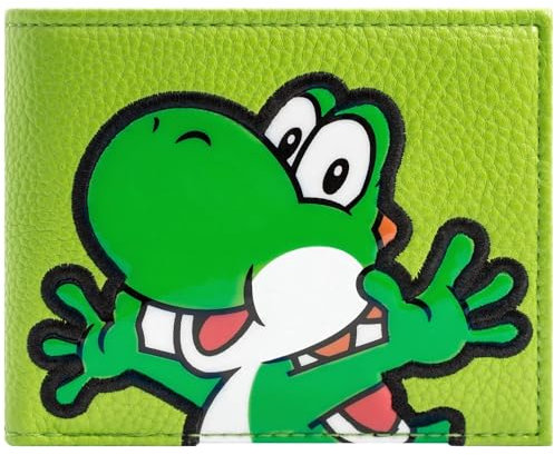Mario Yoshi Dinosaurier Texturierter Patch Geldbörse/Geldbeutel Bi-Fold Münzfach & Kartenhalter, Grün