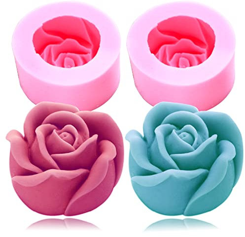 3D-Rosen-Silikonformen, 2 Stück, große Rosen-Harz-Kerzenform, Blütenblume, Silikonform für handgefertigte Schokolade, Süßigkeiten, Kuchen, Dessert, Seife, Wachs, Kerze, Polymer-Ton, Kunsthandwerk