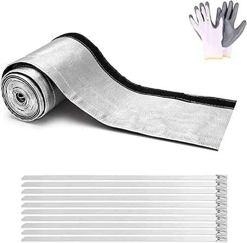 Aluminized Heat Shield Fuel Line Sleeve - 2.2 I.D. x 3.3FT with 10 Stainless Steel Cable Ties - Silver