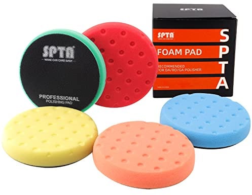 Polierschwamm, SPTA 5tlg 125mm Klett Waffle Polierpad Polierschwämme Polieraufsatz Wachs Schwämme Auto Polierpad Polieren Pad Schwamm Polierschaum Set für 125mm Exzenter Poliermaschine Schleifmaschine