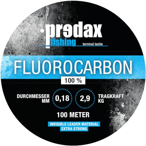 Predax Angelschnur zum Angeln auf Forelle & Barsch, Vorfachschnur 0,18mm/2,9kg Fluorocarbon Schnüre