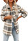 Iris Sprite Flanell Kariertes Hemd für Damen Langarmhemden Button Down Cordhemd Shackets (Kariertes Grau, Medium)