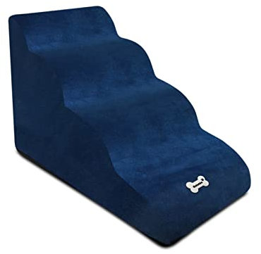 Galatée Hundetreppe, Abnehmbare Und Waschbare Haustiertreppe, rutschfeste Haustierrampe Mit 4 Stufen, Hundetreppe Für Hohes Bettsofa, Hochelastische Schwamm-Hundetreppe(Dunkelblau)