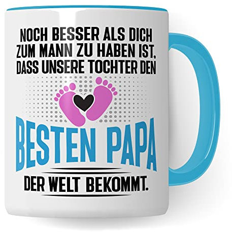 Tazza Papà 2023 Regalo - Papà incinta Gravidanza Marito futuro Papà 2022 Tazza da caffè (Bianco/Blu)