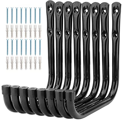 pipabiba 8 ganchos de escalera de almacenamiento de garaje de 17 cm, resistentes para colgar en la pared, para bicicleta, escalera, sillas plegables y artículos voluminosos (17 cm x 17 cm)