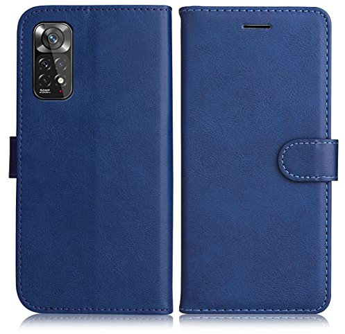 DENDICO Coque pour Xiaomi Redmi Note 11 4G / Redmi Note 11S 4G, PU en Cuir Coque Portefeuille Étui Housse, Design Classique TPU Coque pour Xiaomi Redmi Note 11 4G / Redmi Note 11S 4G, Bleu Marin