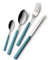 GLOUPIE Set 24 Posate Loft Celeste Per 6 Persone in Acciaio Inox e Manico In ABS Made In Italy Lavabili In Lavastoviglie