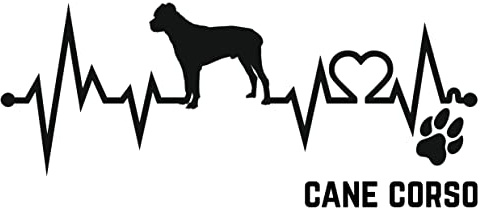 Generisch Autoaufkleber Aufkleber Herzschlag Liebe EKG Deko Sticker selbstklebend schwarz Breite 28cm Motiv: Hund Cane Corso 01