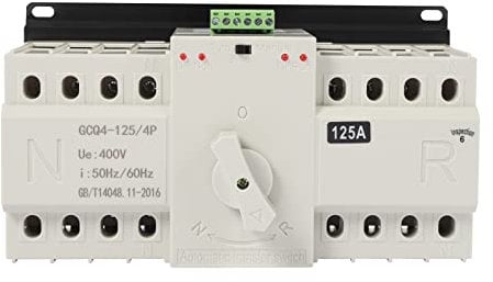 Dual Power Automatischer Transferschalter,ATS PC Hutschiene Notstrom Netz Umschalter Netzumschalter für Kommunaler Strom, USV, Wechselrichter, Solar (4P125A-400V)