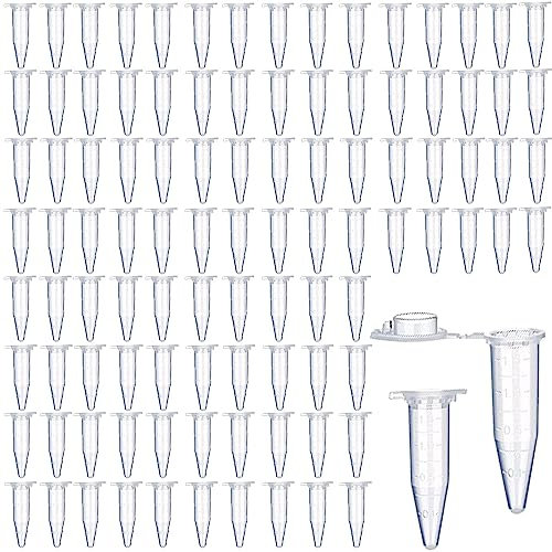 YDHfdc Tube à Centrifuger en Plastique 100 Pièces 1,5 ML Micro Centrifugeuse Tubes Conique Tubes de Laboratoire Conteneurs D'échantillons avec Snap Cap Adapté à Laboratoires