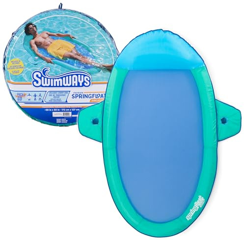 SwimWays Spring Float Premium Suncatcher Pool Lounger für Schwimmbad, Aufblasbare Pool Floats Erwachsene mit Schneller Inflation ab 15 Jahren, Aqua