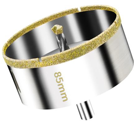 Meccion Scie Cloche Diamantée avec Mèche Pilote, Foret Trépan Diamant pour Carrelage, Porcelaine, Verre, Marbre et Céramique (85mm)