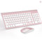 Wireless Keyboard and Mouse Ultra Slim Combo, TopMate 2.4G Silent Compact USB 2400DPI Mouse and Scissor Switch Keyboard Set with Cover, 2 AA & 2 AAA Batteries,for PC/Laptop/Windows/Mac-Rose Gold White