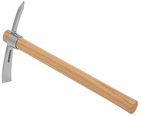 Sunydog Mini Spitzhacke,Outdoor Camping Multifunktionale Spitzhacke Schwere Edelstahl Spitzhacke Handhacke mit Holzgriff