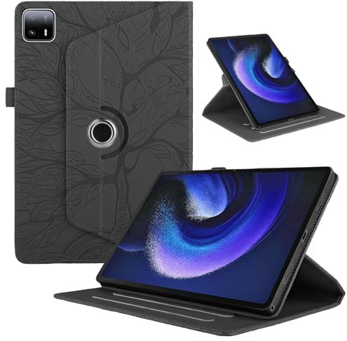 TEDTIKJT Cover para Xiaomi Pad 6 MAX 14 14 Pulgadas 2023 Funda PU Cuero Flip Tabletas Case Protectora 360°Carcasa Giratoria de ángulo Múltiple Stand Función para Xiaomi Pad 6 MAX 14, Negro Árboles