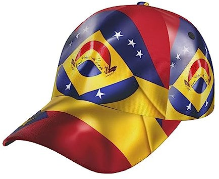 Gorra de béisbol ajustable con la bandera de Venezuela para una comodidad elegante y sol, unisex y transpirable para uso en todas las estaciones, color negro, Negro -, talla única