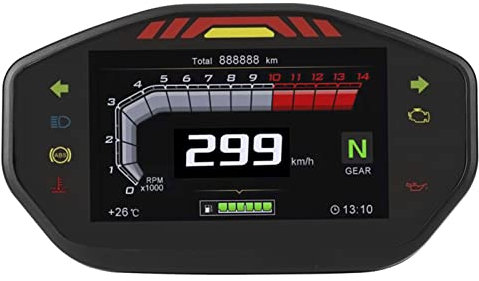 Universelles TFT-LCD-Anzeigeinstrument, Tachometer, Kilometerzähler, Drehzahlmesser. Kompatibel mit 2/4-Zylinder-Motorrädern