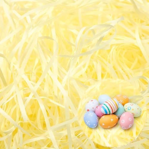 Papier Déchiqueté,Darryy Papier de Remplissage Cadeau 200g,Raphia Papier Déchiqueté,pour L'emballage de Cadeaux,Le Remplissage de Paniers,Bricolage Artisanat(Jaune)…