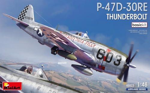 MiniArt 48023 1:48 P-47D-30RE Thunderbolt Basic Kit - originalgetreue Nachbildung, Modellbau, Plastik Bausatz, Basteln, Hobby, Kleben, Modellbausatz, Zusammenbauen, unlackiert