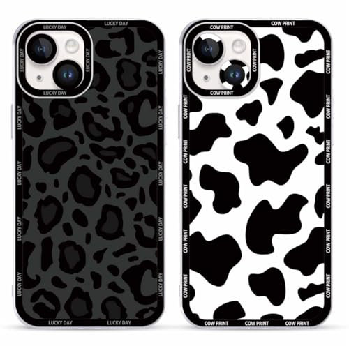 Foonary 2 Pack Clear Set Suitable for iPhone 14 Transparent 6.1, Phone Case With Leopard Beautiful Fun Aesthetic Pattern Cover, Soft Silicone Shockproof Protective Box, for iPhone 14