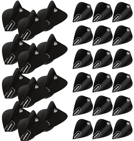 Winmau Rhino Kite Dart-Flights, Schwarz, 10 Sets pro Packung (insgesamt 30 Dart-Flights)