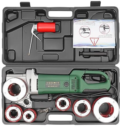 Roscador de manguera eléctrica 2300 W, Kit de herramientas eléctricas 26r/min roscado de tubería 6 tamaños, cortador de tubo eléctrico Aplicar a Fileter Tubo Galvanizado Hierro Plástico Industria y