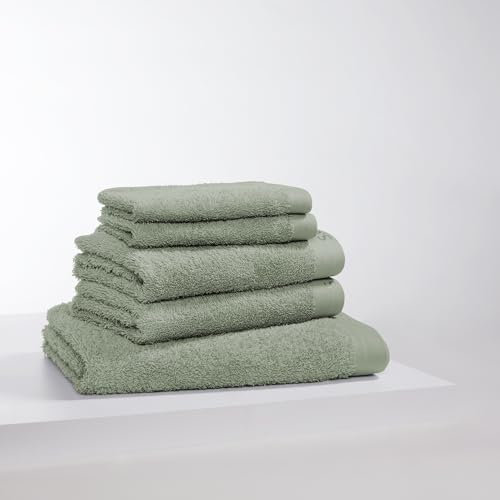 s.Oliver 5 TLG Handtuch Set - 100% Baumwolle, 600 g/m², weich & angenehm, 2X Gästehandtücher + 2X Handtücher + 1x Duschtuch hellgrün