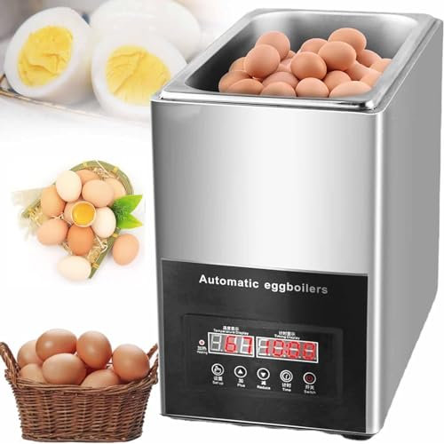DPQYJPP Cuociuova Elettrico Intelligente 800W, Cuociuova Commerciale, Temporizzato 30~99 Minuti 9 Litri Cuociuova Automatico Grande capacità per Uova Sode Morbide, Medie e Sode Rapide