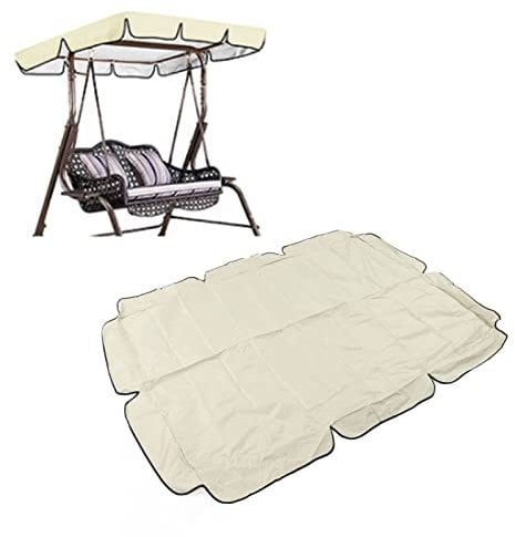 Buachois Outdoor Patio Swing Chair Canopy Replacement, Waterproof Swing Canopy, 420D Silver Coated Oxford Fabric, Beige