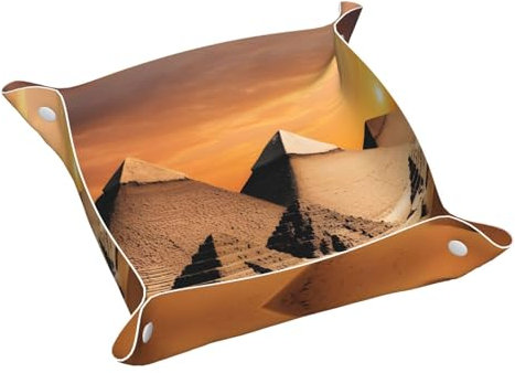 BROLEO Pyramids of Egypt Bild, doppelseitiges Ledertablett, leicht zu reinigen, für ordentliche Schlüssel, Uhren, Make-up und andere kleine Gegenstände. S