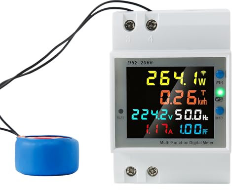 DEWIN Misuratore Consumo Elettrico WiFi 6 in 1 100A Contatore Energia Elettrica WiFi Wattmetro Misuratore di Consumo Elettrica con CT Esterno AC 40-300V