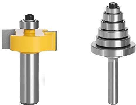 2 Stück 1/2 Schaft 12 mm T-Typ Fräser mit 6 verstellbaren Lagern Falzzapfenfräser for Holz Holzbearbeitung 3020(12mm shank)