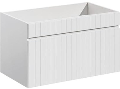 Vente-unique-Mueble suspendido de baño Rayado Blanco - 80 cm - SATARA