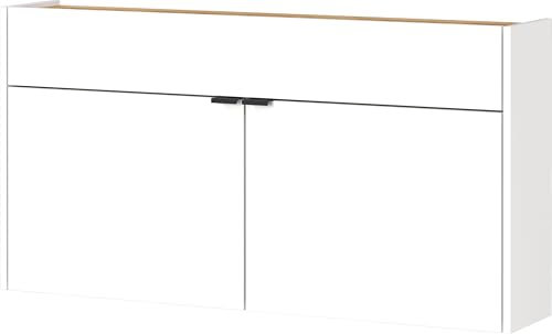Germania Schuhschrank 4438-633 GW-Ameca, in Weiß/Navarra-Eiche-Nb., FSC-Zertifiziert, 110 x 57 x 22 cm(BxHxT)