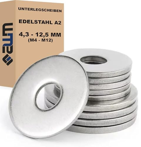 Unterlegscheiben DIN 9054 Edelstahl V2A AISI 304 (rostfrei) Karosseriescheiben (50, 40 x 6,4 x 1,5 mm = M6)