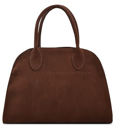 DEEVORCA Damen Handtasche Elegant Handtasche für Frau Abnehmbares Schulterband Damen Tasche Tote Bag Retro klassisch Umhängetasche Reisen Schultertasche Messenger Tasche für Damen Wildleder L Braun D