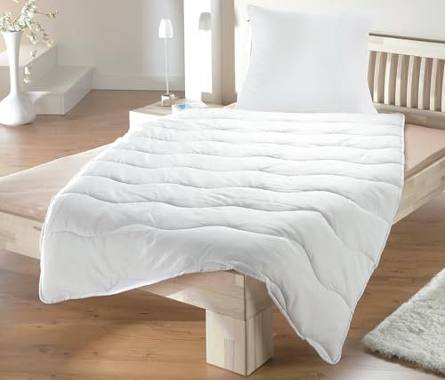 MB Warenhandel24 Bettenset 1X Bettdecke 135x200 cm und 1X Kopfkissen 80x80 cm Premium Weiss Allergiker Steppbett Steppbettdecke Bettwäsche (1x ca. 135x200 cm + 1x ca. 80x80 cm)