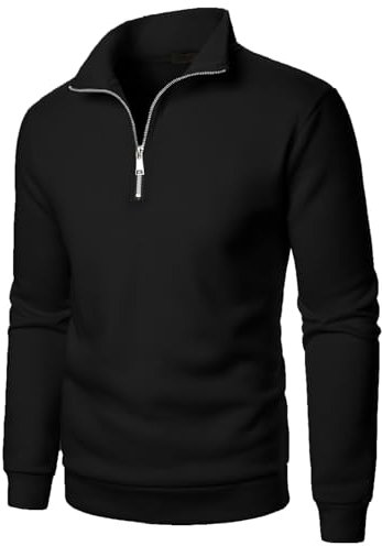 Pull Laine Homme Pull Homme Col Montant Pull Camionneur Veste Homme Hiver Habillé Pull Homme Col Zippé Pull pour Homme Sweat Polaire Pull Col Rond Homme Noir L