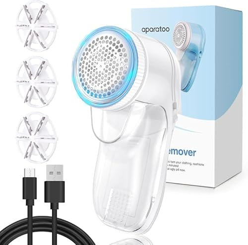 Bubbacare Fusselrasierer, USB Wiederaufladbarer Fusselentferner, Elektrisch mit 2 Austauschbaren Klingen, Tragbarer Stoff-Fusselrasierer, Fuselrasier für Pullover, Textilien, Wolle, Teppiche