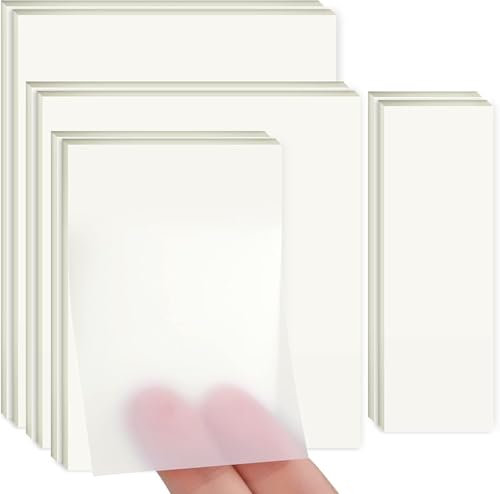 400 Blätter 4-Typen Transparente Haftnotizen, Wasserfest und Wiederbeschreibbar Clear Sticky Notes für Büros,Selbstklebendes Transparent, Durchsichtige Sticky Notes für Schule, Büro, Hause
